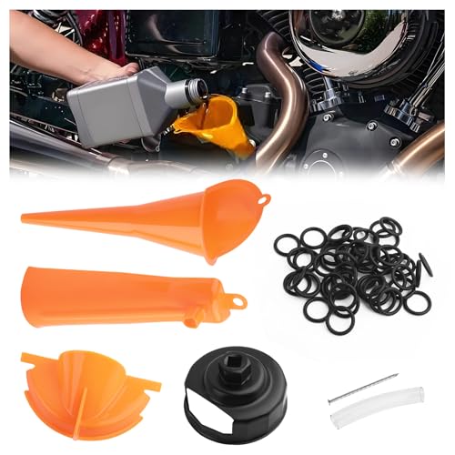 Compatible with Harley Oil Change Kit Multi-Function Motorcycle Oil Funnel Kit Includes Oils Change Funnel/Oils Filter Wrench/Rubber O-Ring Seals Motorcycle Tool Kits
