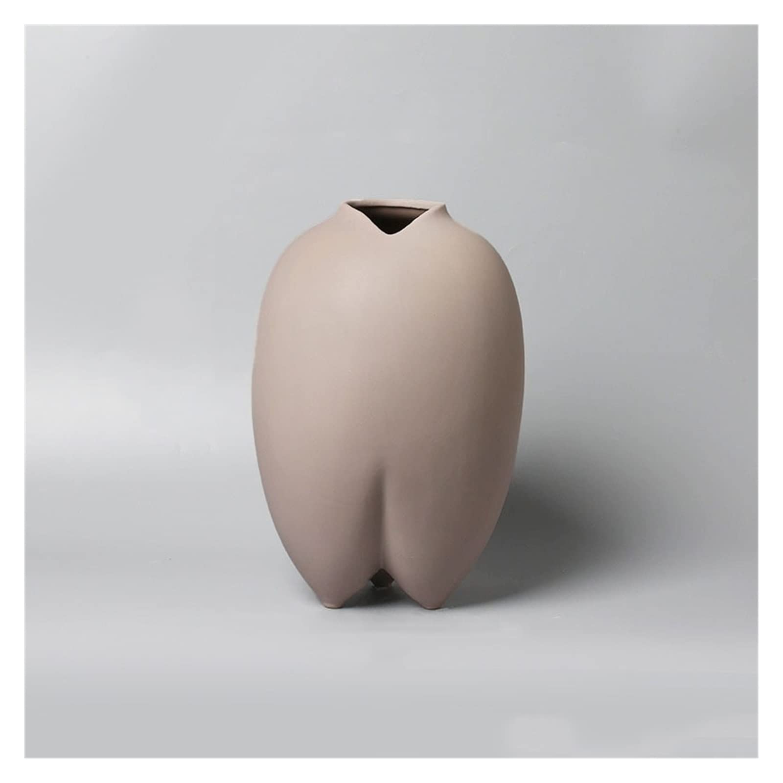 Bzgpmfud 2 Vase Desktop Chinesetyle Brown Horizontal Stripe Gradient Ceramic Decoration Highnd Model Room Flowerpot Flowers(2)