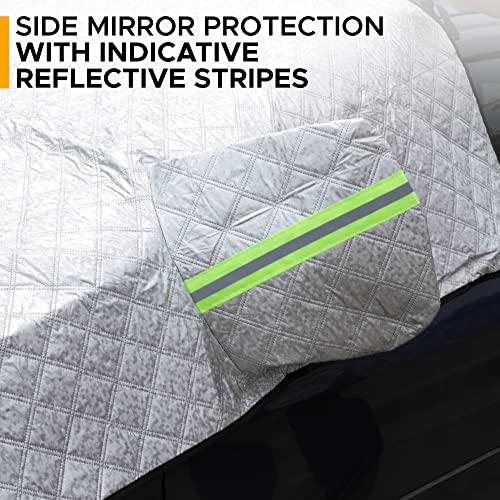Image of EcoNour Windshield Snow Cover for Tesla Model 3 /S /Y /X | 4 Layered PEVA Protection from Snow, Ice & Frost | Windproof Snow Cover with Easy Lock-in Design | Windshield Cover for All Weather Protection