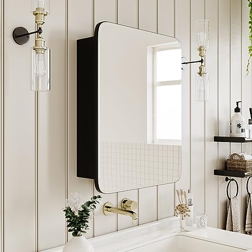 Image of AGDULL Medicine Cabinet with Frameless Mirror, 14 inchx18 inch Wood Cabinet Box