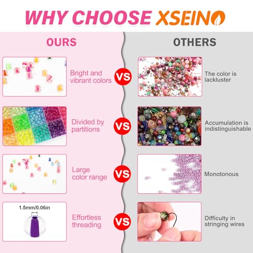 Image of XSEINO 24 Colors 1200PCS Core Filled Glass Beads Kit 6mm DIY Craft Glass Beads, Fit for Bracelets, Jewelry Making, Necklace