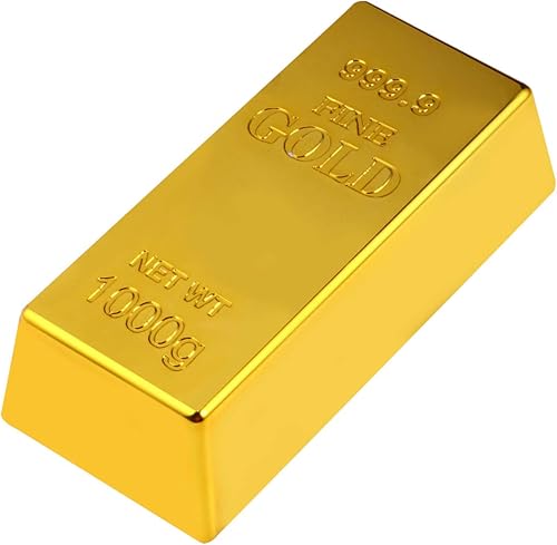BESTOYARD Barra de oro falsa réplica de lingotes de ladrillo dorado, decoración realista de ladrillo de oro, accesorio de película, regalo novedoso