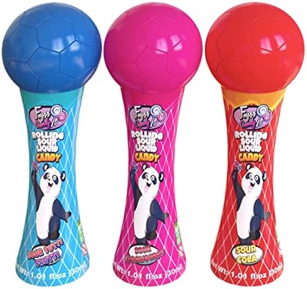 Fayyz Sour Candy, Licker Rolling Liquid, Pack of 3 Roller Bottles - Tuttu Frutti, Strawberry, Coke - Glucose-Free, No Artificial Colors Added - (1.01 fl.oz - 30ml each Piece) Mix Pack, Fun Candy