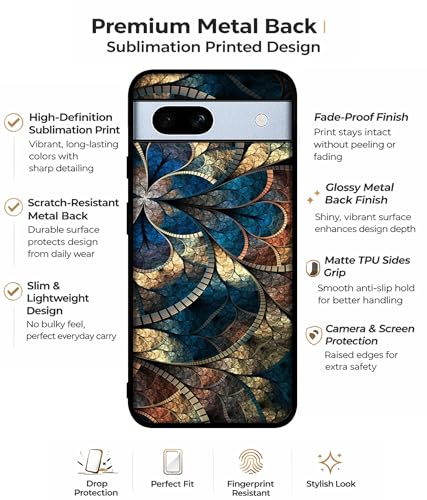 Image of Fractional Pattern Design Premium 2D Printed Metal Back Case Cover for Google Pixel 7A 5G, Assorted