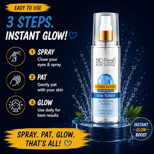 Image of BIOFRESH Pure Herbal Hydra Boost Skin Toner - 100Ml with Hyaluronic Acid, Skin Quenching Hydration for Soft, Supple & Refreshed Skin, No Parabens, Nano Multi-Vit Herbal Extract, Suitable for All Skin Types (Pack of 2)