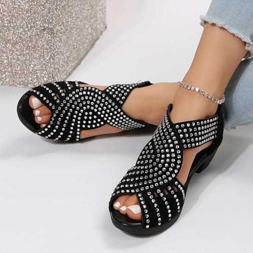 Womens Rhinestones Dance Shoes Dressy Peep Toe Ballroom Latin Salsa Bachata Wedding Shoes Summer Trendy Elegant3