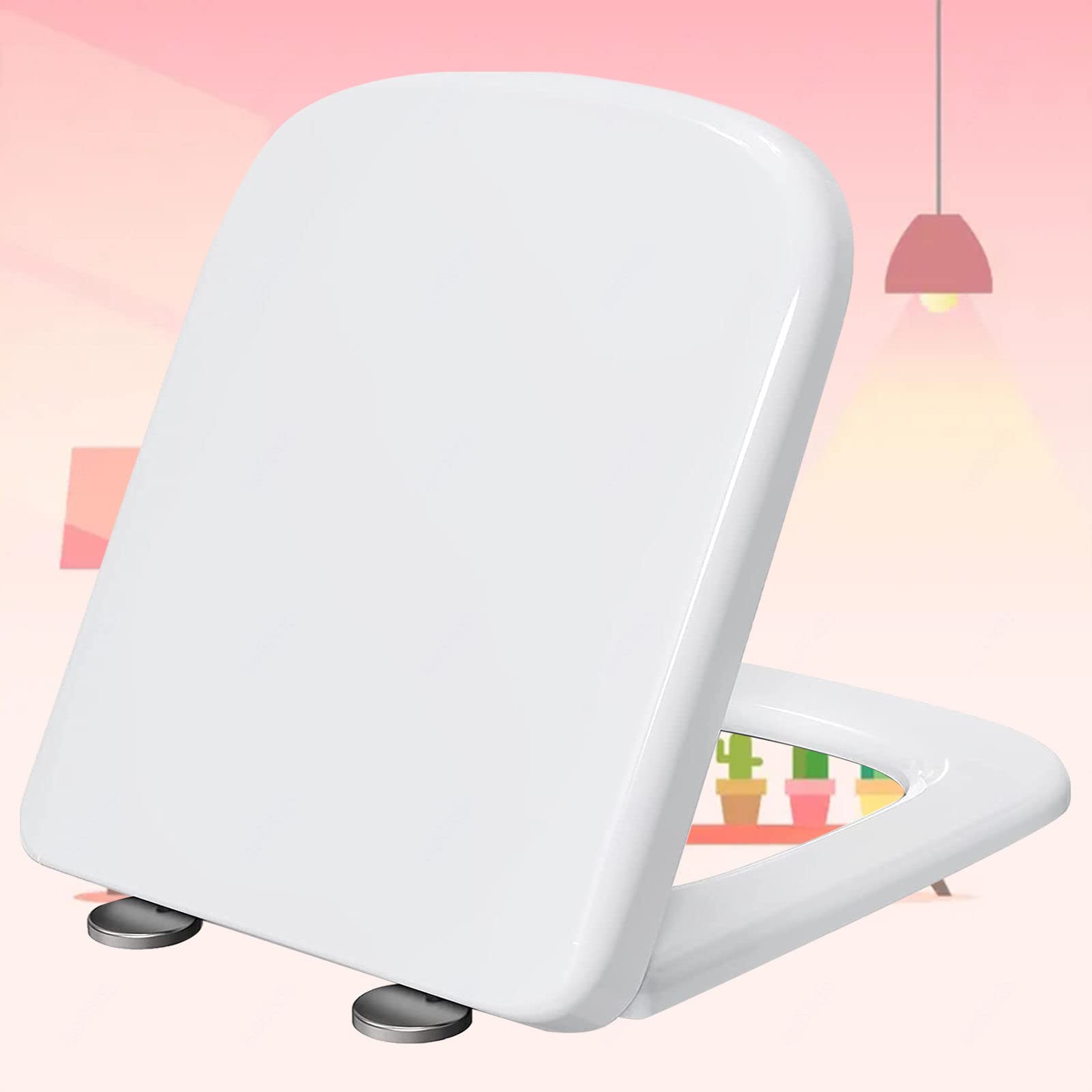 Abattant de toilette blanc à fermeture en douceur pour WC carré 36 x 44 cm
