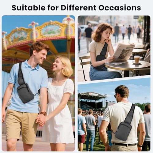 Image of Sling Bag, Crossbody Bag with Zipper Lock, RFID & Water Resistant for Women and Men Small Chest Bag for Travel Casual