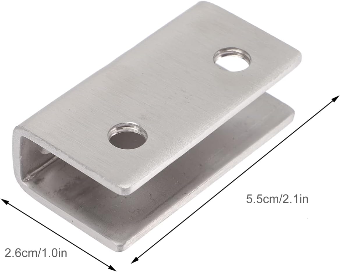 304 Stainless Steel Glass Clips U-Shaped Shelf Brackets Fixed Clamps for Glass Panels 4 Sets Suitable for Wine Racks and Home Decor