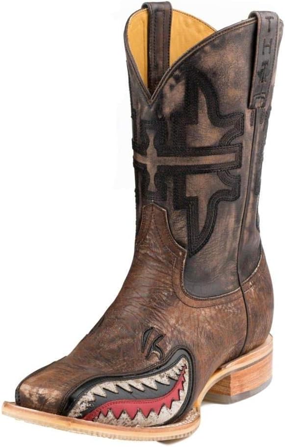 Tin Haul Men's Warhawk Western Boot Broad Square Toe Brown