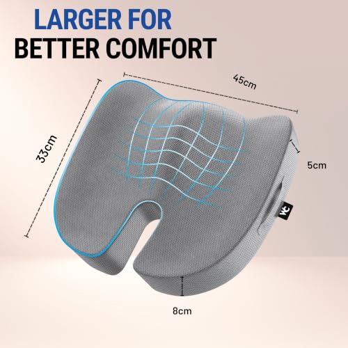 Image of Wonder Care Orthopedic Coccyx Cusion | High Density Memory Foam for Back Pain, Sciatica, Tailbone Relief | 2 Years Warranty (Velvet Cover, 120Kg)