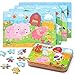ZWOOS Rompecabezas de Madera，4 en 1Juguete Montessori Puzzles Infantiles ,Varying Degree of Difficulty Educational Learning Tool para Pequeños Niños y Niñas 2-5 Años de Edad