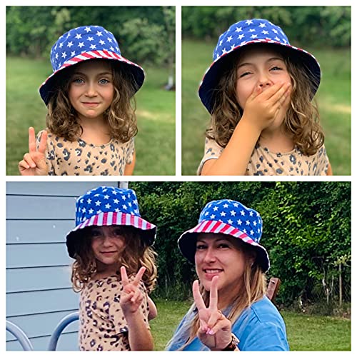 Lux Trends Patriotic Bucket Hat American Flag Summer Team Beach Usa Canvas Fisherman Hats Sun Protection For Men Women Kids Labor Day 4Th Of July Reversible Blue, Red White Blue, Medium #TOP3