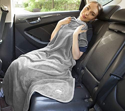 Miniatura 4 de BlueHills Manta de viaje suave de alta calidad, manta de vuelo de avión, funda de almohada con cinturón de equipaje y clip para mochila, paquete