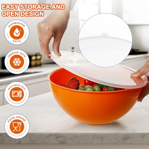 Greentainer Plastic Mixing Bowls with Lids Set 12 Piece Colorful Mixing Bowl Set for Kitchen - Nesting Bowls, 6 Prep Bowls and 6 Lids - Microwave and Freezer Safe(Rose) - Image 5