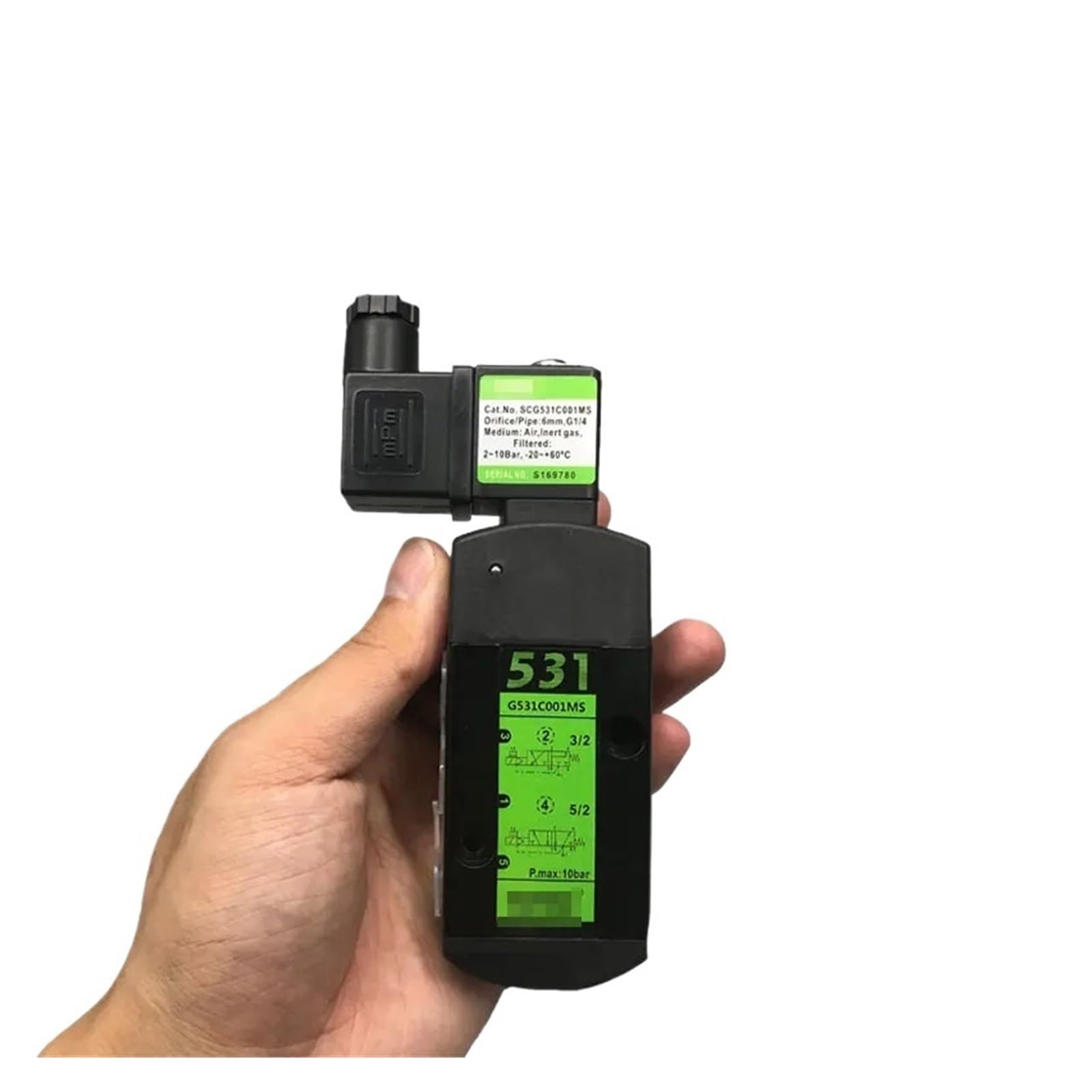 PXQCHAVLN SCG531C001MS Solenoid Valve G1/4" 3/2 NC-5/2 Solenoid Operated G531C001MS Spring Return