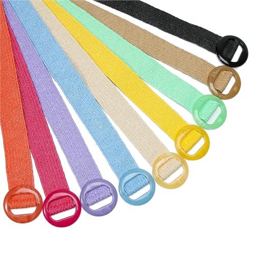 Straw Boho Belt Women Straw Woven Elastic Wide Belt Solid Color with Matching Plastic Buckle4