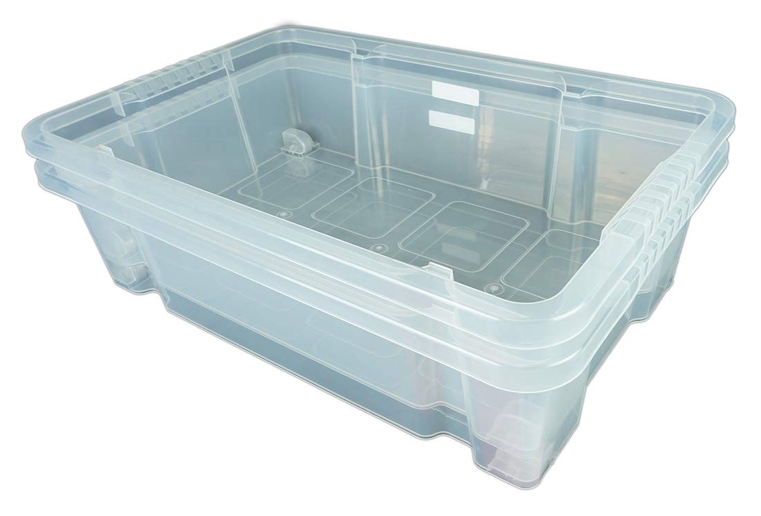 Novaliv Eurobox mit Deckel Rollen 45l 61x40x27 transparent Grau Anthrazit Aufbewahrungsbox Groß light Stapelbox Stapelkiste Kiste Box Storage Boxes Multibox Plastic storage boxes