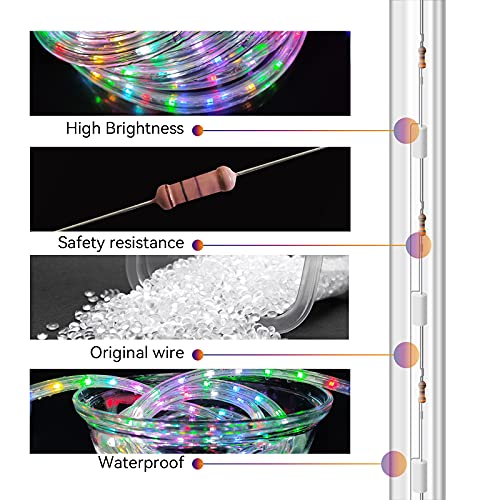 Beatilux 33Ft Multicolor Led Rope Lights 8-Color 11-Mode, Waterproof Cuttable Connectable Strip Lights For Indoor Outdoor With Remote Control, Etl Certificated Use For Garden,Party, Halloween,Patio #TOP6