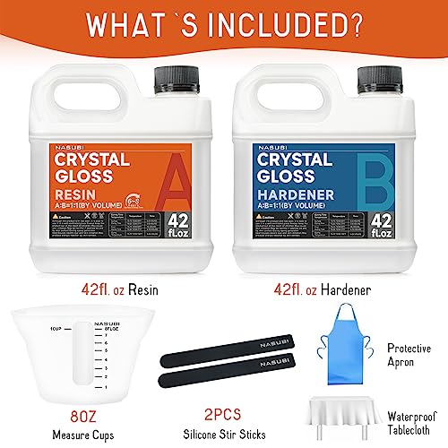 84Oz Casting Resin Epoxy Kit - Clear Epoxy Resin For Wood, Molds, Jewelry Making, Table Top, Non Yellowing 2 Part Resin Kit (42Oz Resin And 42Oz Hardener) With Silicone Cups, Sticks #TOP4