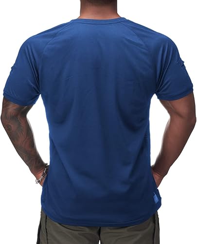 Miniatura 3 de IDOGEAR Camisas tácticas de cuello redondo para hombre, camiseta atlética de manga corta, camisetas deportivas para exteriores