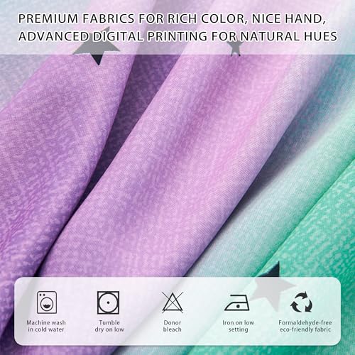 Image of XiDi Purple Grey Green 90 Inches Blackout Curtains for Girls Bedroom 2 Panels Set, Rainbow Curtains for Kids Room Decor, Unicorn Wall Decals Grommet Drapes for Little Girl Nursery Room 34 Inches Wide
