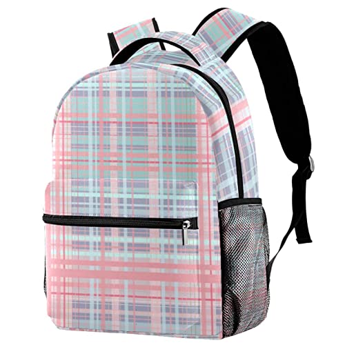 Sac à dos ordinateur portable léger en treillis taille unique style décontracté