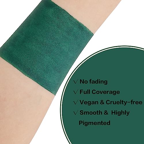 Image of BADCOLOR Green Face Body Paint Stick, St Patrick's Day Blendable Eye Black Deep Green Face Painting Kit for Sports Camo, Halloween SFX Makeup Cosplay Joker Zombie Vampire Costume Parties