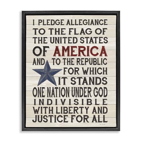 Pledge of Allegiance Patriotic, 17 x 21 Inch Canvas in Floater Frame