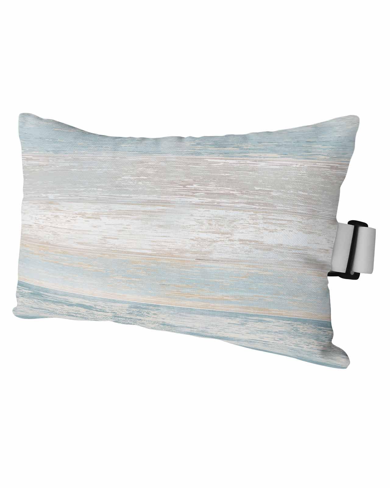 HERBED Outdoor Pillows Covers with Inserts Light Blue and White Gradient Retro Wood Grain Waterproof Pillow with Adjustable Strap Throw Pillows for Patio Furniture Pool Lounge Chair, 12x20 Inch, 1PCS