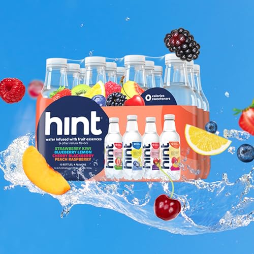Hint Bottled Water, 4-Flavor Smashup Variety Pack - Purified Water Beverages with Zero Calories, Natural Flavors, and Sugar Free - 16 Fl Oz (Pack of 12)