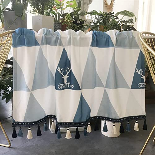 Rideaux de cuisine de la poche à tringle occultant partiel bleu pour petite fenêtre