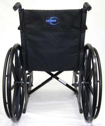 Karman Healthcare K-LT-800T 34 lbs. Lightweight Steel Wheelchair with Fixed Armrest, Silver Vein, 18\" x 16\" Seat - Thumbnail 3