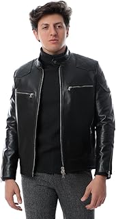 جاكيت من الجلد الطبيعي خفيف الوزن بياقة عالية للرجال من بيكهام