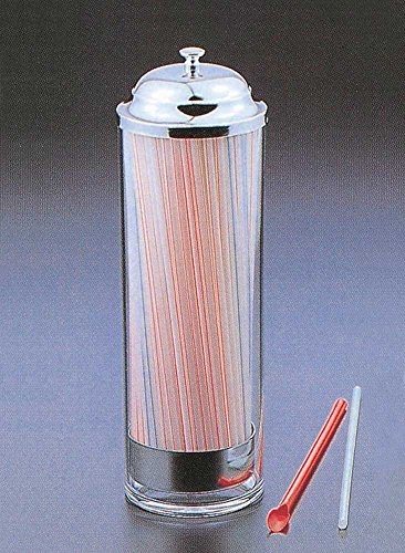 Huang Acrylic Straw Dispenser (Clear, Acrylic, Stainless Steel, Retro Design, Easy Access Straw Dispenser, 11