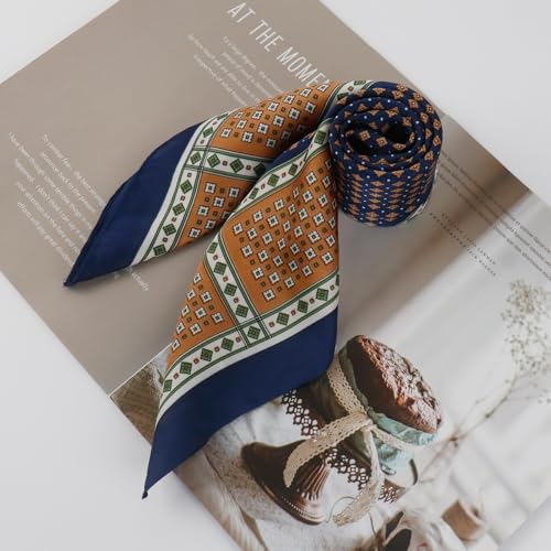 Image of 27.5 Inches Square Silk Feeling Neck Scarf for Men Necktie Silk Bandanas Pocket Square Cowboy Scarves