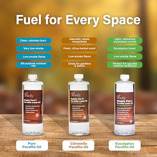 Image of Firefly Fuel Premium Liquid Paraffin Lamp Oil for Indoor Use 32 oz - Indoor Smokeless Odorless Paraffin Oil Fuel for Lamps, Lantern, Candle, Citronella, Kosher (Pack of 2)