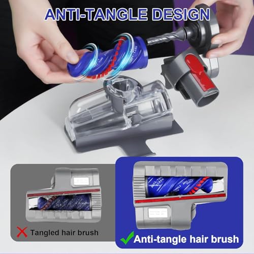 Mini Elektrobürste Haardüse kompatibel mit Dyson V7 V8 V10 V11 V15, Anti Verwicklungs Aufsatz Ersatzteile Turbinendüse, Staubsauger Bürste für Tierhaare Sofa Autositze Teppich Matratzen