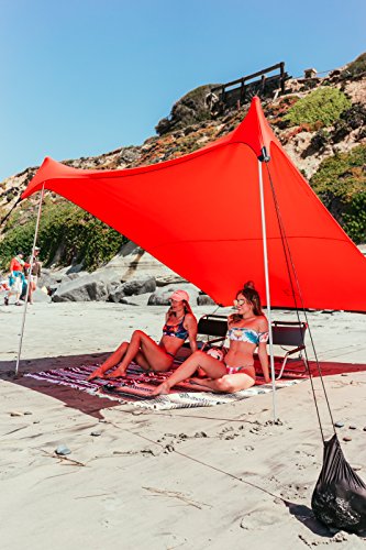 Neso Tents Grande Beach Tent, 7ft Tall, 9 x 9ft, Reinforced Corners and Cooler Pocket(Lehua Red)