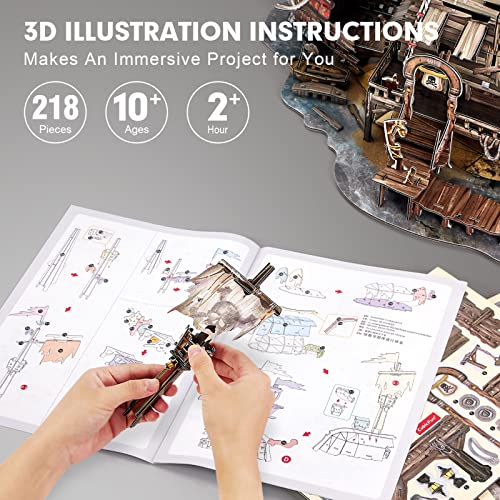 3D Puzzles For Adults Kids Tortuga Pirate Bay Cool Pirate Shipwreck Desk Decorations Indoor Model Kits Ragged Pirate Ship Brain Teaser Puzzles Crafts For Adults Birthday Gifts For Women Men #TOP4