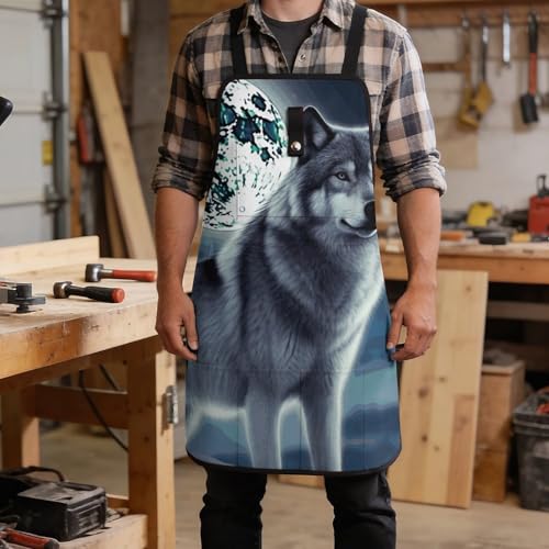 Delantal multiusos Wolf Moon con múltiples bolsillos ajustable miniatura 5