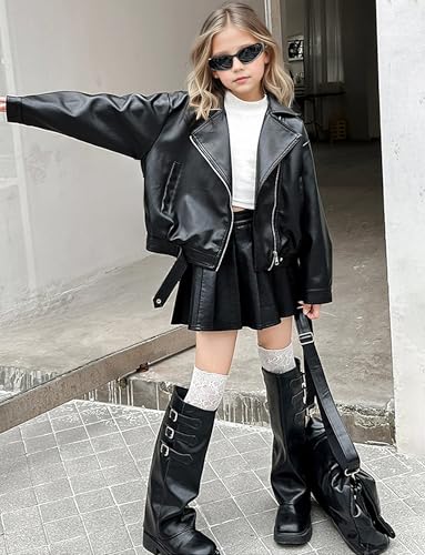 Happy Cherry Boys Girls Faux Leather Jacket Motorcycle Biker Leather Jackets PU Spring Autumn Outerwear4