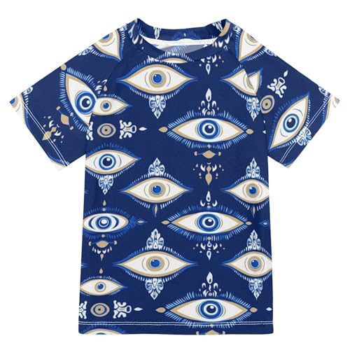 Evil Eye Magic Dark Blue Boy Bathing Suit UV Protection Athletic Clothes Swimwear Beach Tops 3T
