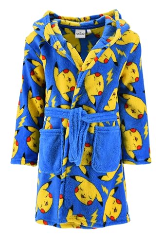 Pokémon Bata para Niños, Batin de Estar por Casa Infantil, Diseño Pikachu Bata Polar Suave, Talla 5 Años | Azul