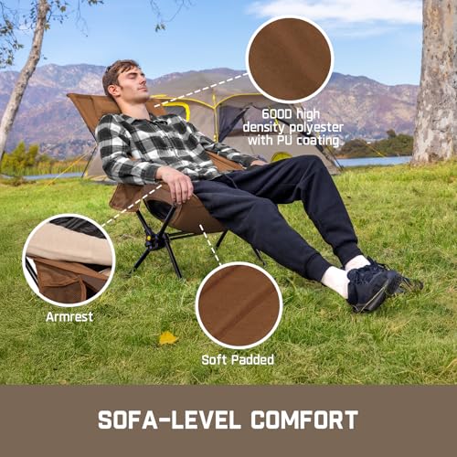 Image of FanttikOutdoor Zeta L8 Max Camping Chair, Portable & Lightweight, Comfort-Driven Foldable Rocking Chair with Carry Bag for Camping, Hiking, Patio, Fishing, Support up to 250 lbs, Brown