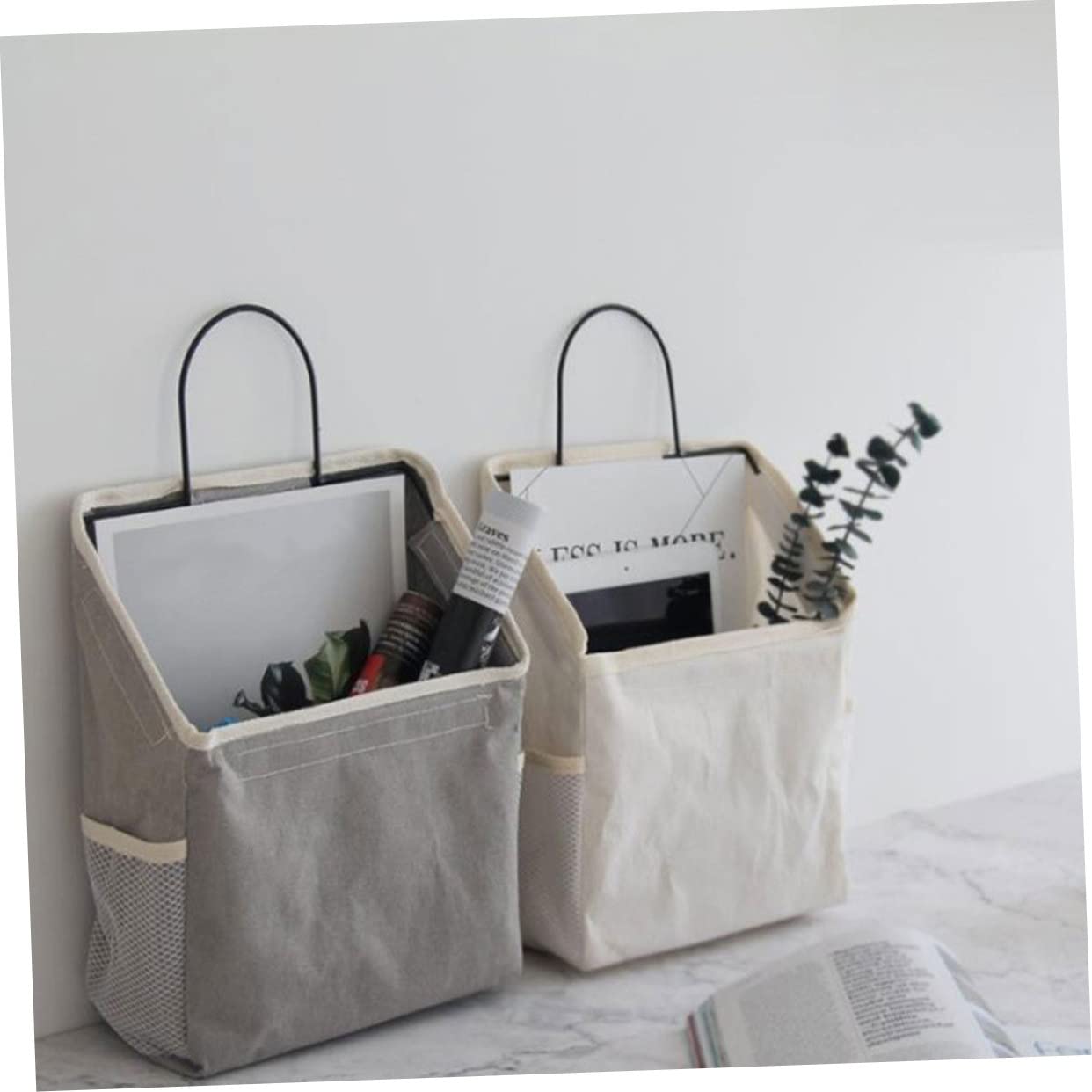 Ciieeo Organizer da Appendere per Porta Bianco 2 Pezzi Tasche Laterali e Tasca Centrale Capiente per Casa e Ufficio