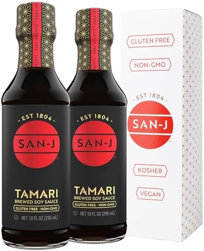 San-J - Gluten Free Tamari Soy Sauce - Specially Brewed - Made with 100% Soy - 10 oz. Bottles - 2 Pack