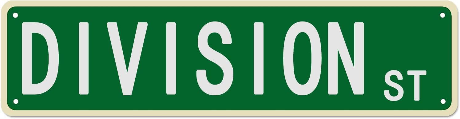 Division St Street Sign Vintage Metal Tin Sign Bar Cafe Garage Cave Home Room Farmhouse Garden Patio Wall Decor 4x16 Inch