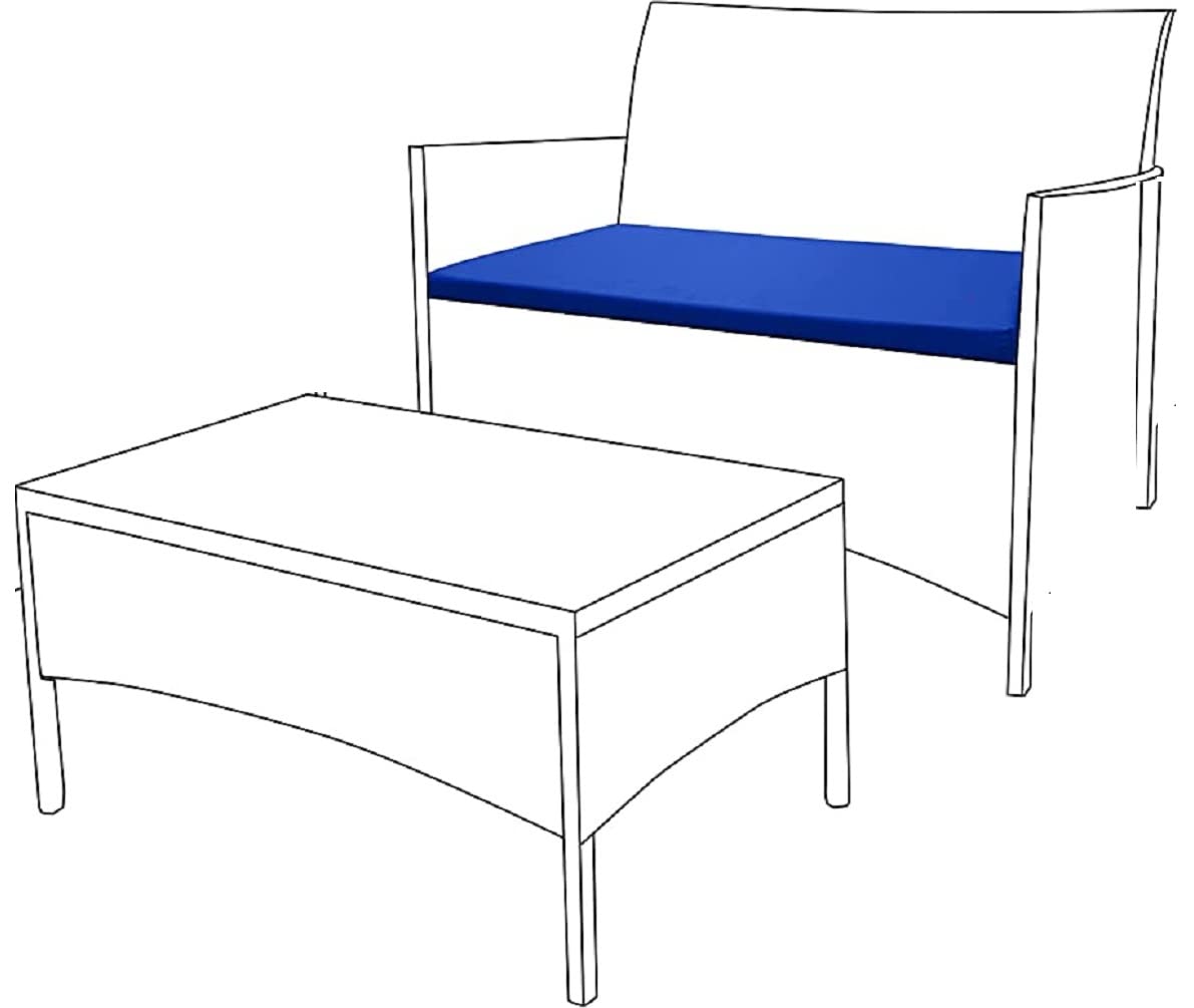 Soodie&Zuzu's Outdoor Rattan Garden Furniture Dining Chairs Water Resistant Patio Furniture Lightweight Durable Armchair Sofa Seat Cushion Pad Only, 2 Seater (Pack of 1, Blue)