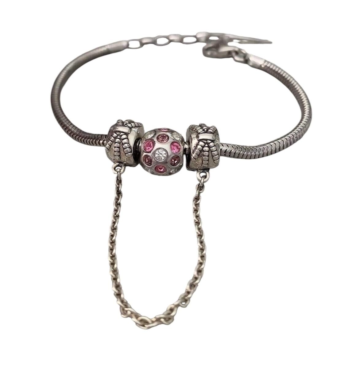 Bracciale con ciondolo a sfera sfaccettata, in argento rodiato 925/000